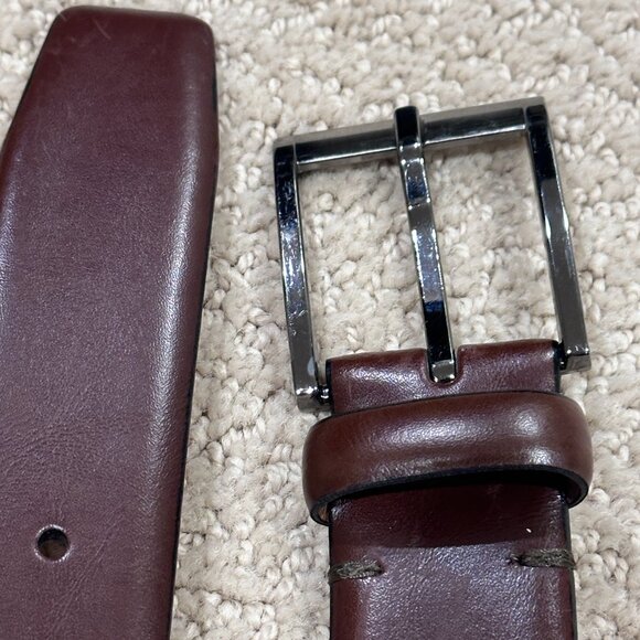 Trafalgar Cameron Leather Dress Belt Mahogany Brown Burnished Size 44 #1101TFR8 - Picture 11 of 15